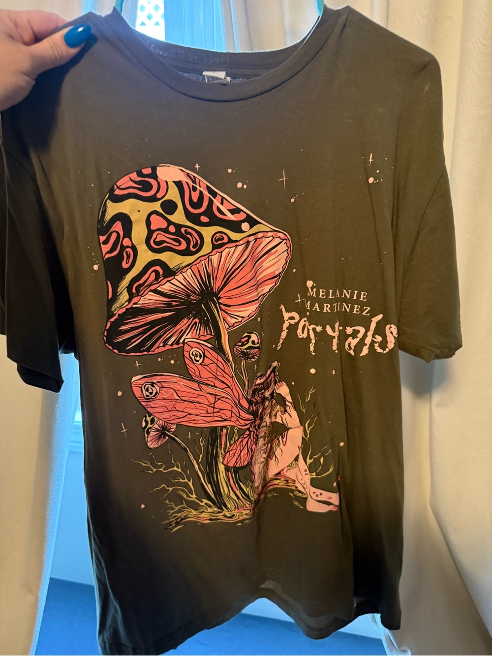 Melanie Martinez Portals Graphic Band Tee - Olive with Pink Print